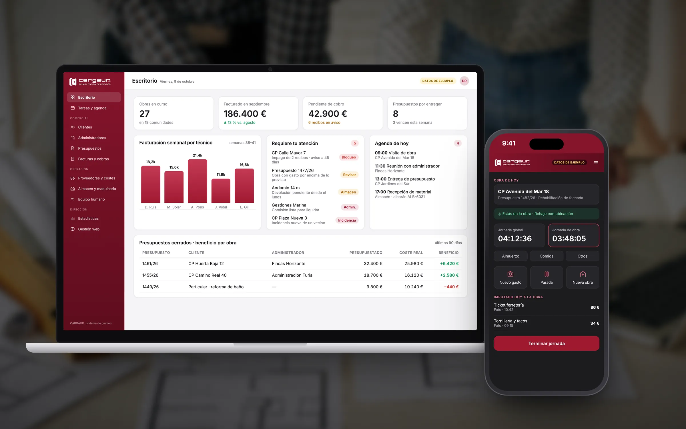 CARGAUR: CRM, ERP, app de obra, web e IA, con los mismos datos.